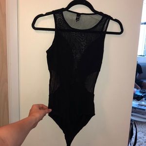 Black mesh cut out body suit